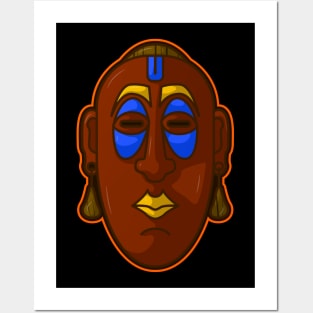 Ancient african aboriginal mask design Posters and Art